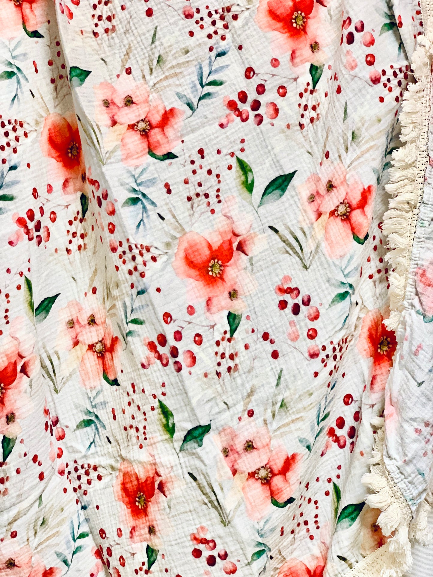 Cranberry Floral Organic Muslin Swaddle