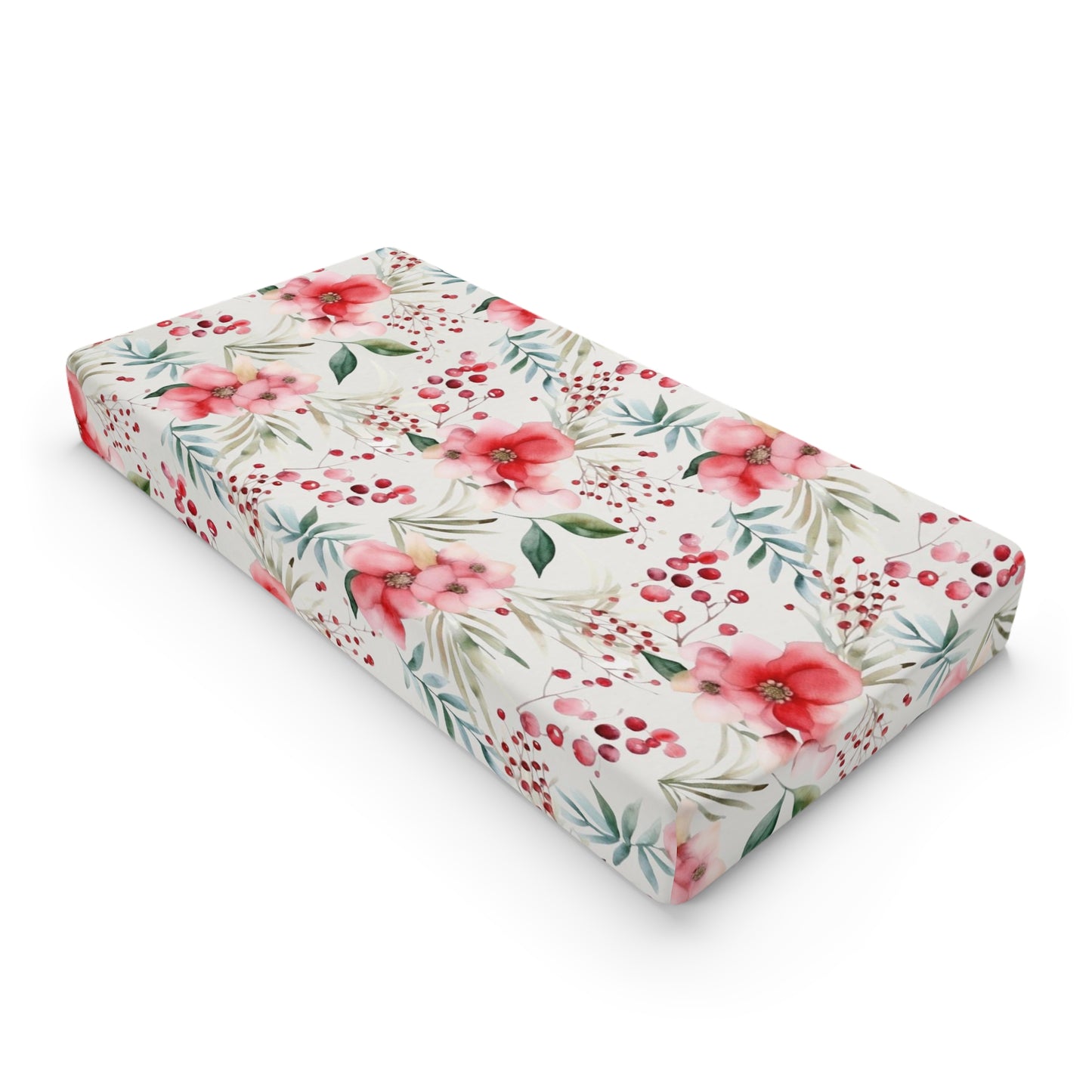 Floral and Cranberry Baby Changing Pad Cover