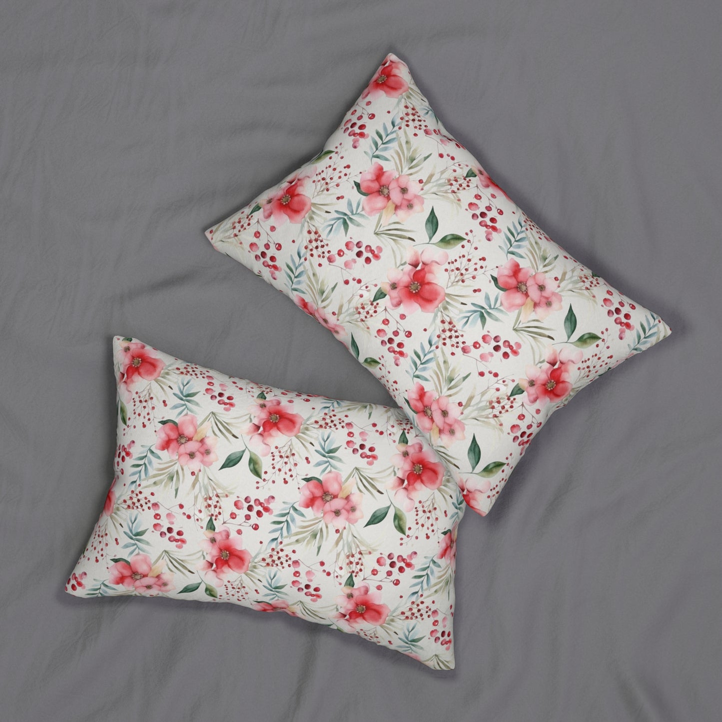 Floral and Cranberries- Lumbar Pillow or Breastfeeding
