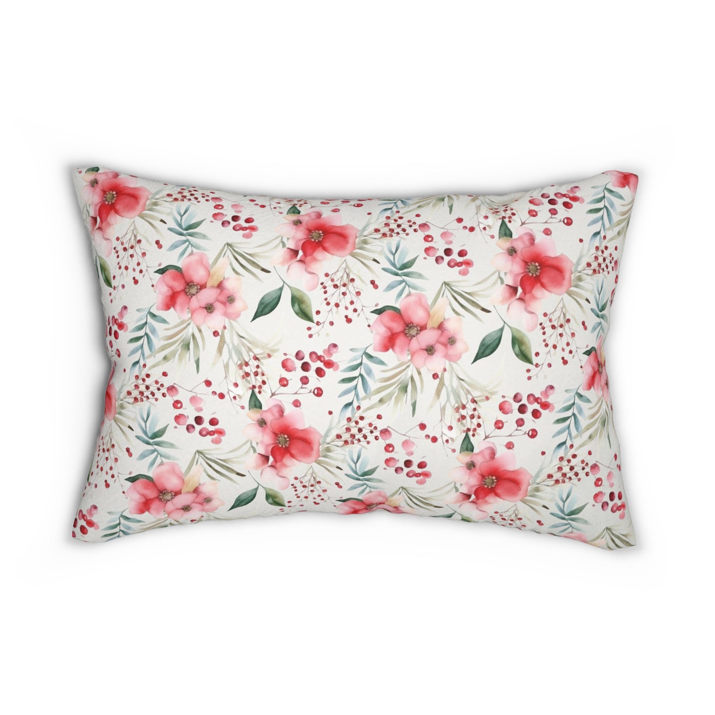 Floral and Cranberries- Lumbar Pillow or Breastfeeding